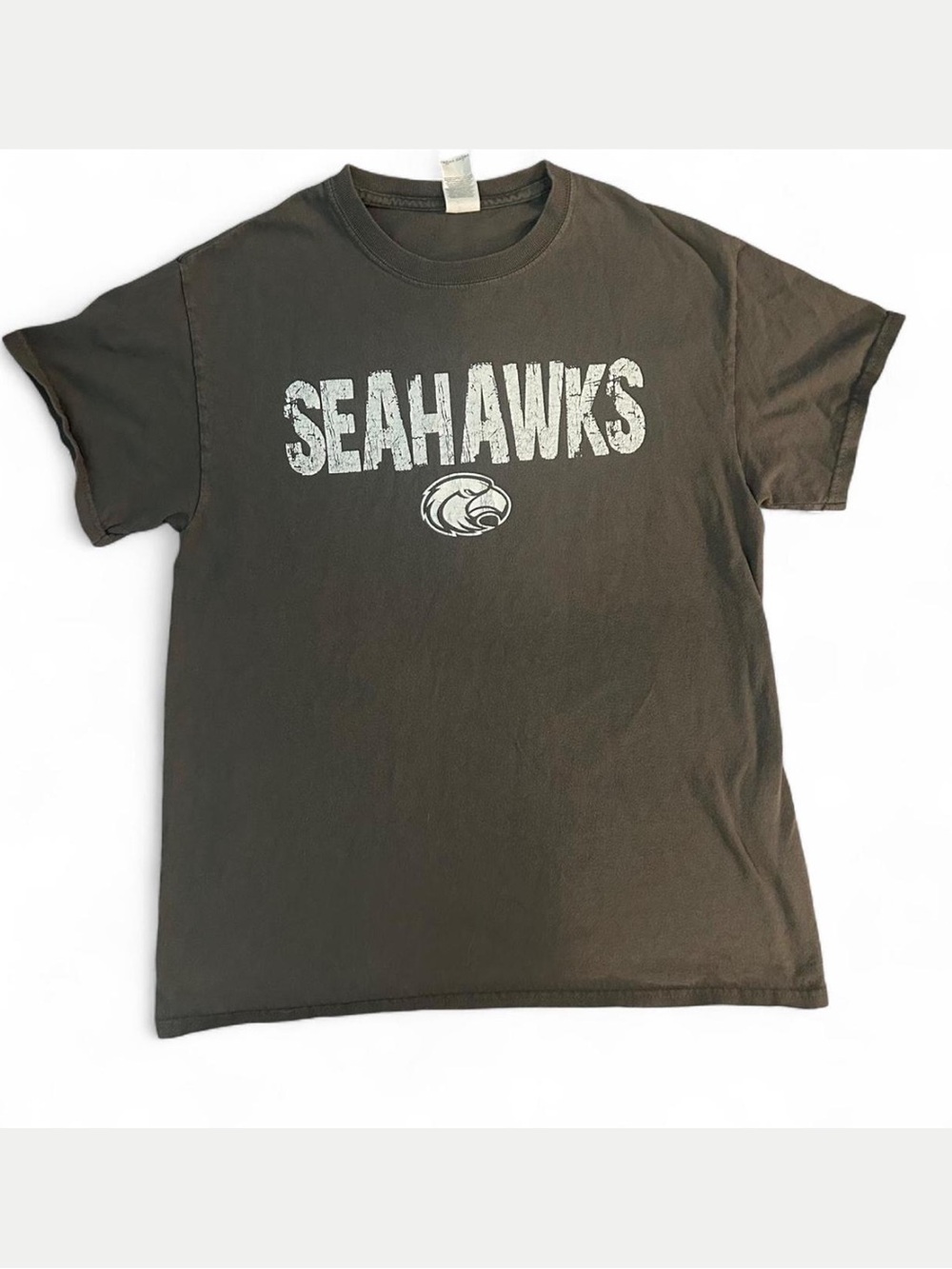 Seahawks Graphic Cotton Crewneck Tee Grey Gildan NFL Shirt Spots Fan Tee